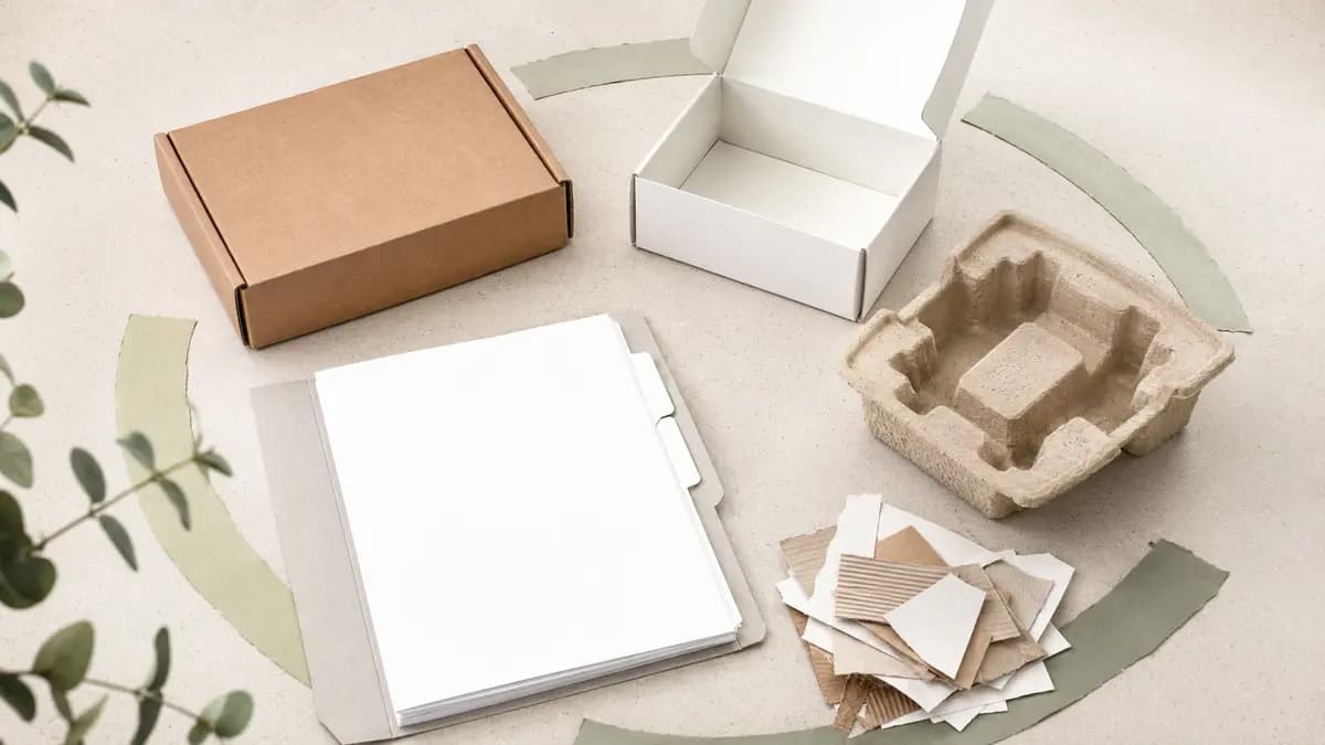 Recyclable corrugated boxes, paperboard cartons, molded pulp inserts and packaging documentation