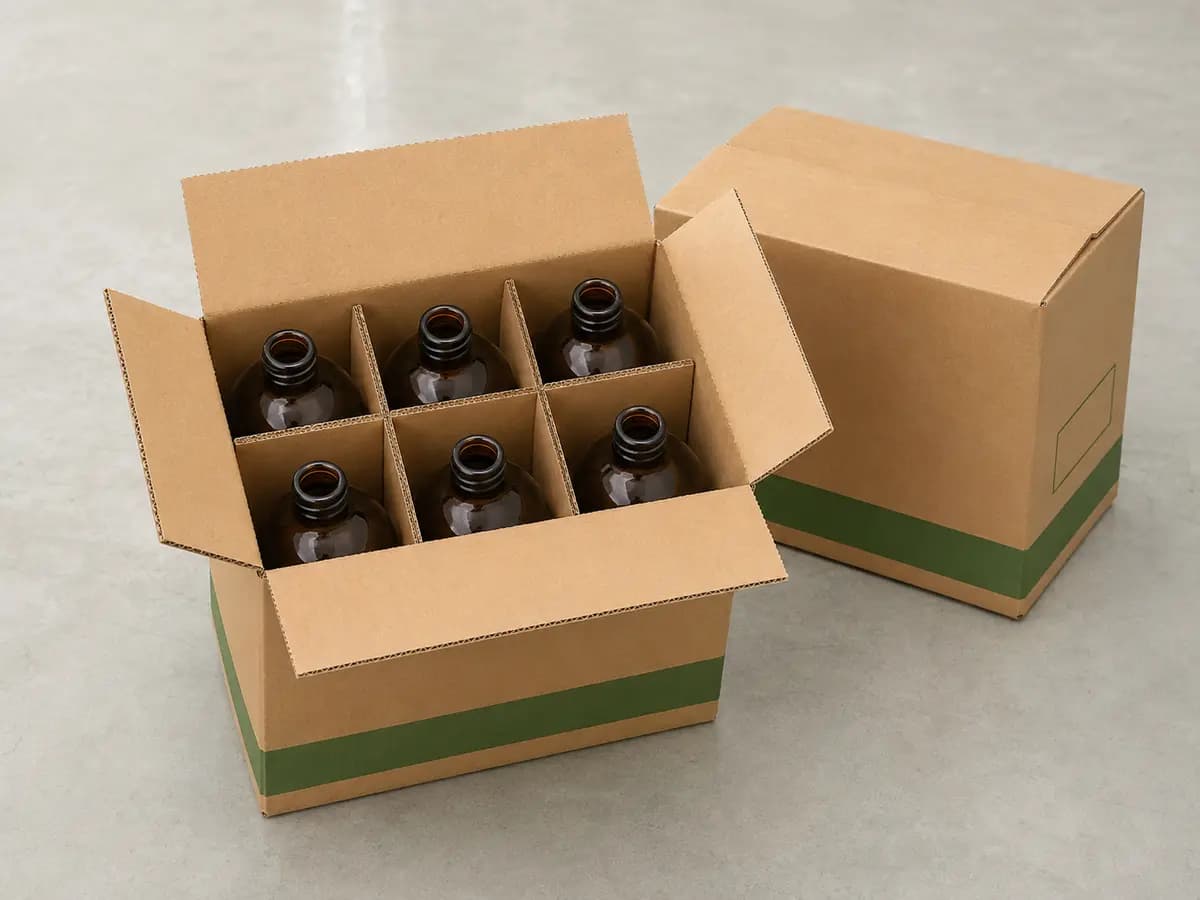 Corrugated shipping carton with protective bottle dividers for bulk delivery