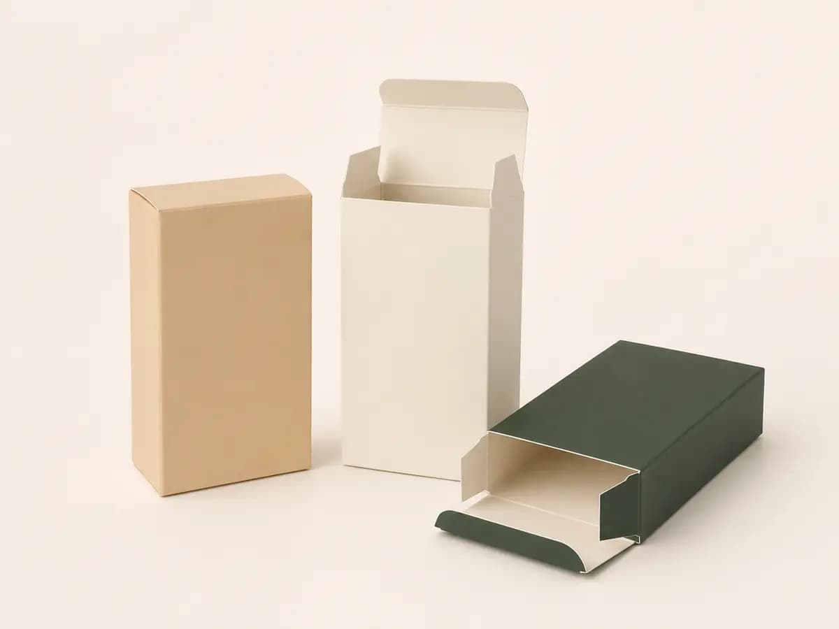 Kraft, white and green tuck-end folding carton packaging range